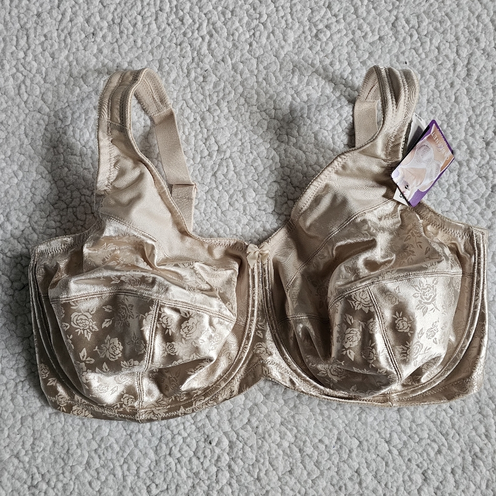 Cabernet Beige Floral Satin Full Coverage Bra